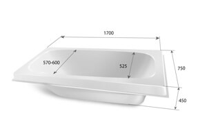 Чугунная ванна 1,7м элипс (45 глубина)